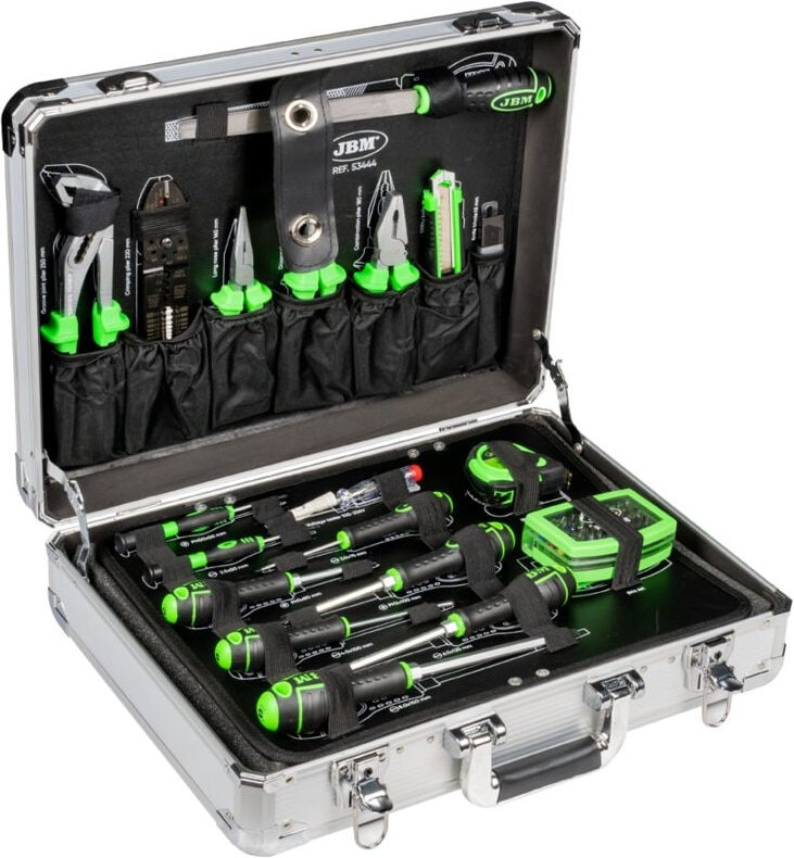 108-teiliger Aluminium-Werkzeugkasten und 1/2'-Steckschlüssel JBM 53444
