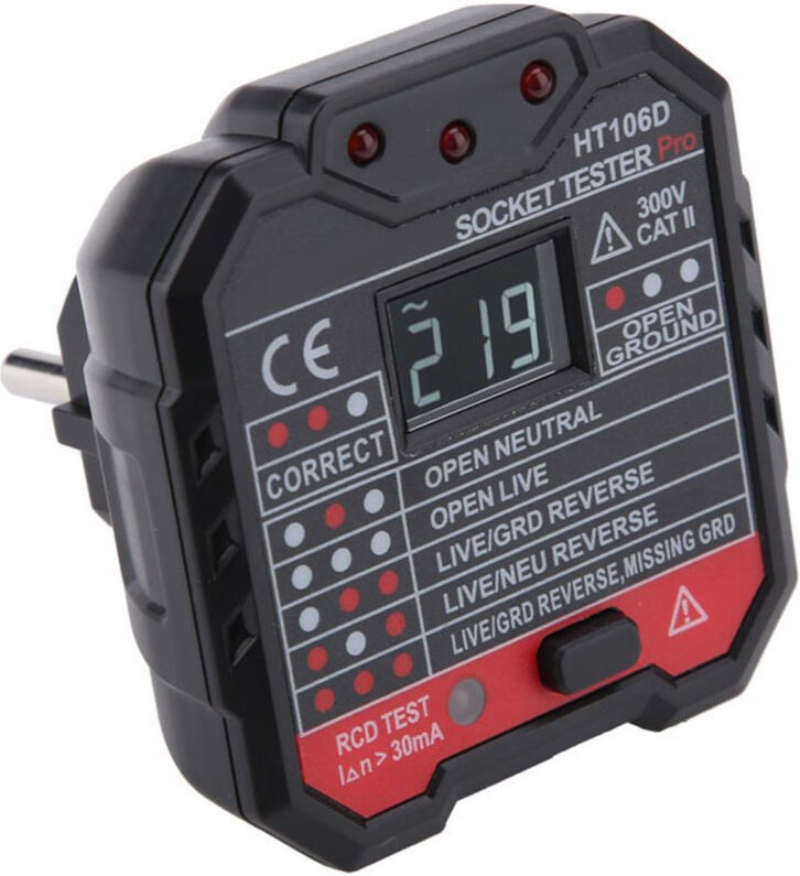 Ej.life - Steckdosenprüfgerät, HT106D / HT106B / HT106E Multifunktions-Steckdosenprüfgerät Netzfehlerprüfgerät Netzfehle...