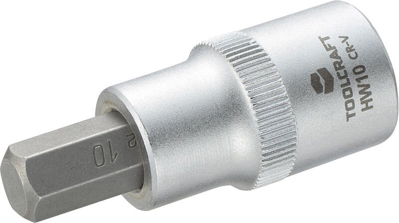 Toolcraft - 816159 Innen-Sechskant Steckschlüssel-Bit-Einsatz 10 mm 1/2' (12.5 mm)