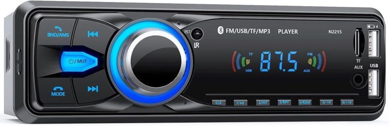 Bluetooth-Freisprecheinrichtung, Autoradio 5.0, FM-Radio, 1-DIN-Autoradio für 9-12-V-Fahrzeuge, unterstützt 2 USB-/AUX-/...