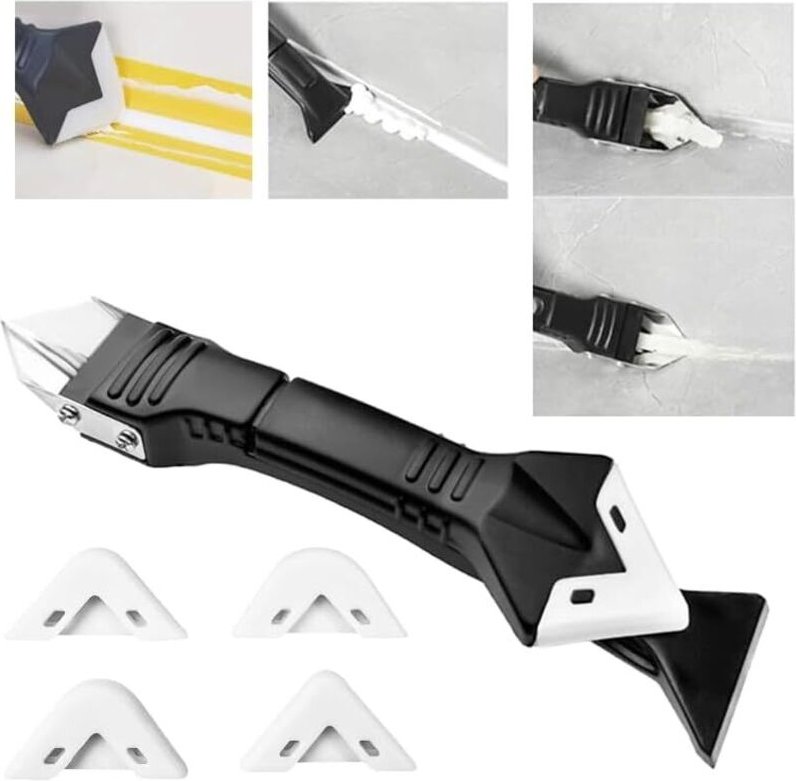 Gabrielle - 3-in-1-Silikon-Dichtungsset, Schaber, flexibler Silikon-Dichtungsschaber für Glaskleber, Silikon-Dichtungsmi...