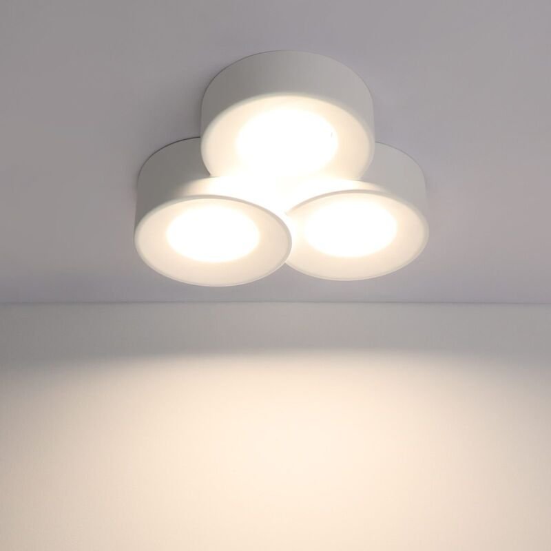 Deckenleuchte Aufputz Aufbauspot weiß: Aufbaustrahler rund Deckenlampe Flur Modern Deckenspots 3 flammig GX53 Max.10W De...