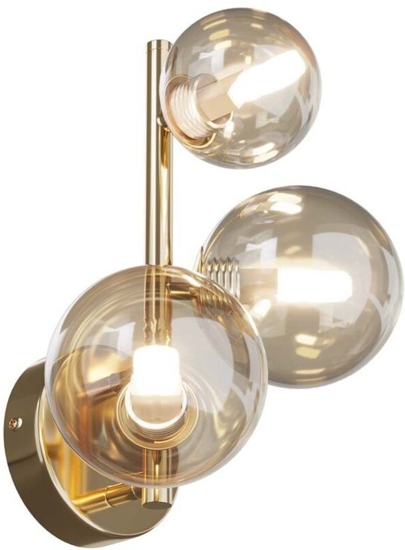 Wandlampe Wandleuchte Flurleuchte Schlafzimmerlampe Metall Glas Gold h 24,5 cm