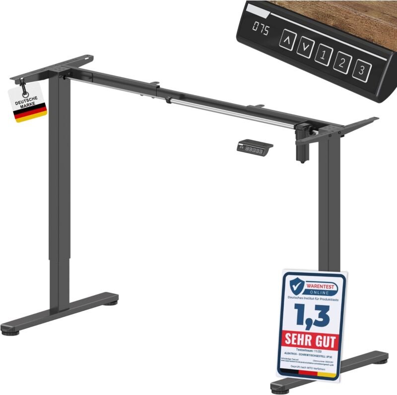 ALBATROS UP30 Gestell für Schreibtisch Höhenverstellbar Elektrisch mit Motor, schwarz - Stufenlos Höhenverstellbares Sch...