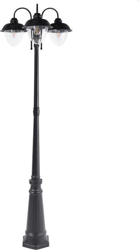 Außenlaterne Schwarz aus Aluminium 3 Flammig 3 Lampen Mastleuchte Stehleuchte Außenleuchte Gartenlaterne Outdoor Moderne...