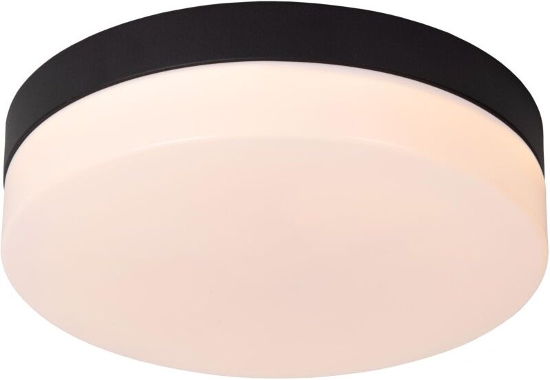 Biskit - Deckenleuchte Badezimmer - ø 23 cm - led - 1x12W 2700K - IP44 - Bewegungssensor - Schwarz - Lucide