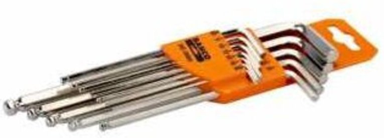 Winkelschraubendreher-Satz mit Kugelkopf, lange Ausführung, vernickelt, zöllig - 12-tlg. - Bahco