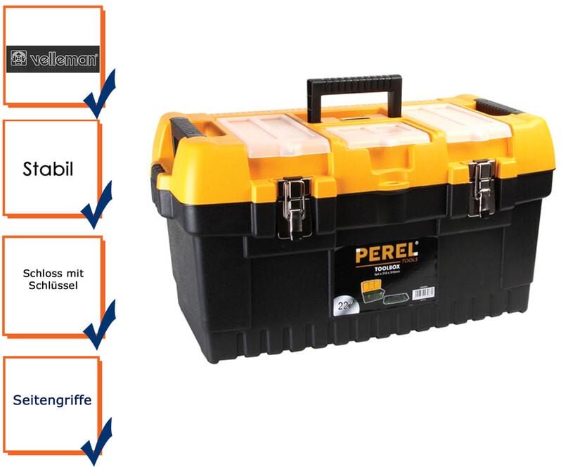 Werkzeugkasten mit Metallverschlüssen - 564 x 310 x 310 mm - 54 l