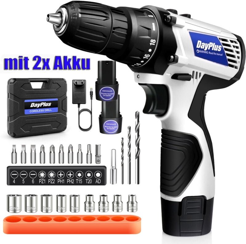 Akku-Schlagbohrschrauber Akkuschrauber Zubeh r Set Mit 2X Akkus in Koffer