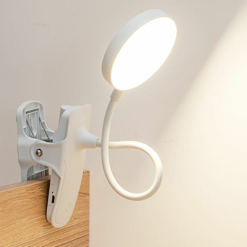 Schreibtischlampe mit Klemme, led 3 Farben Stufenlos Dimmbare Klemmlampe fürs Bett, 360° Flexible Leselampe Buchlampe, m...