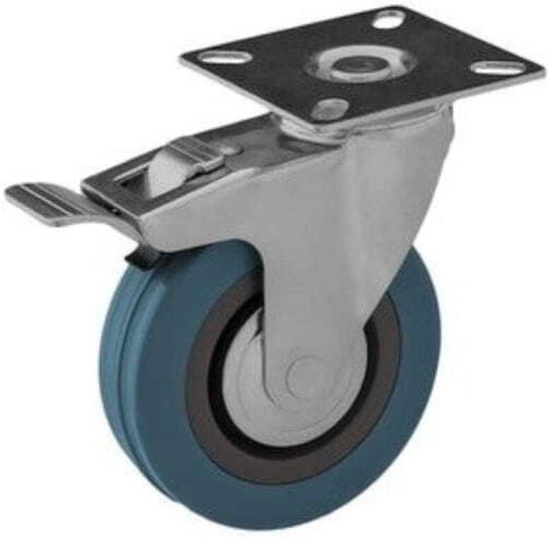 Rollensatz, Lenkrad mit Bremse, 75 mm, Kunststoff-Gummi