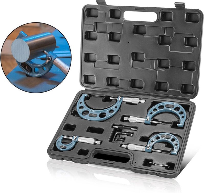 STAHLWERK Bügelmessschraube 4er Set Messbereich 0-25, 25-50, 50-75, 75-100 mm