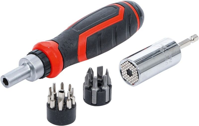 Bgs Technic - Präzisions-Bit- / Multi-Einsatz-Satz mit Ratschen-Drehgriff für Bits, umschaltbar 17-tlg.