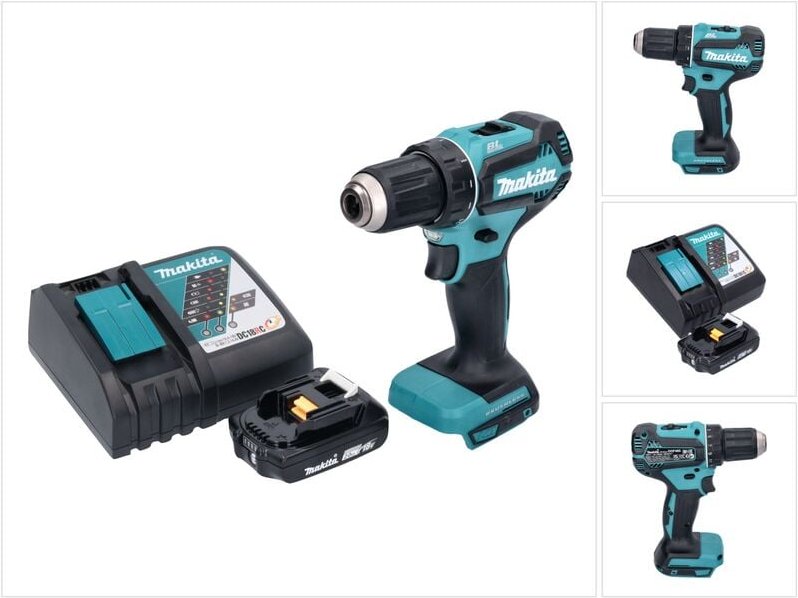 Makita DDF 485 RA1 Akku Bohrschrauber 18 V 50 Nm Brushless + 1x Akku 2,0 Ah + Ladegerät