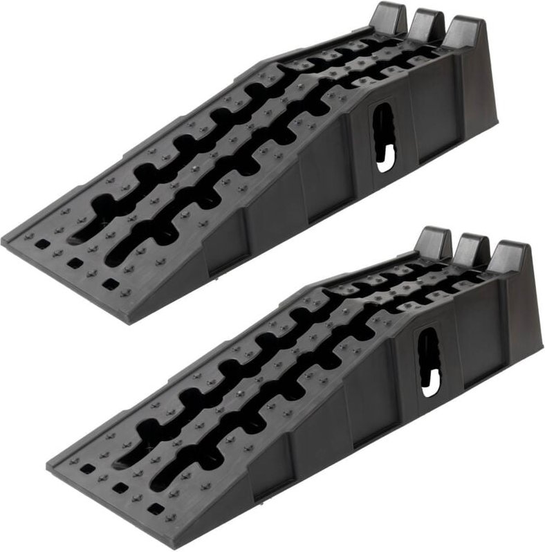 Baumarktplus - 2 x Auffahrrampe mit Überfahrstopper 90 x 30 x 21,5 cm 5 t Traglast Kunststoff Auffahrkeil stapelbar