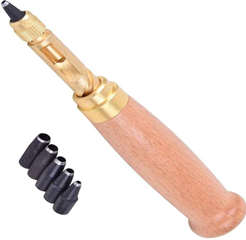 6-in-1 Automatischer Körner, 130 mm automatischer Gürtelstanzer, einstellbare Spannung, austauschbarer Locher zum Nähen,...