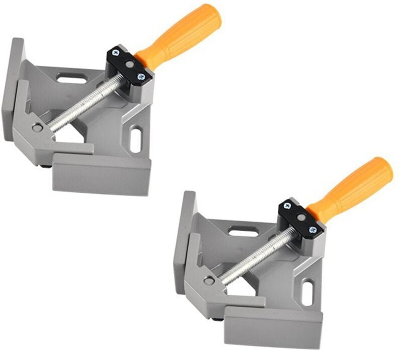 2 Stück 90°-Winkelzwingen, Eckzwingen aus Aluminiumlegierung, Winkelschweißzwinge mit verstellbarer Schwenkbacke, für Ti...