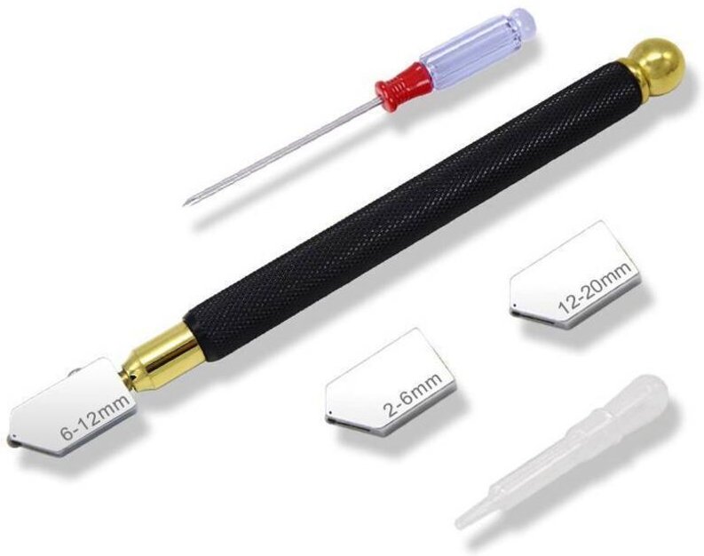 Professioneller Glasschneider, Glasschneidwerkzeug, Stiftform, Glasschnittstärke 2-20 mm, geeignet zum Schneiden von Gla...