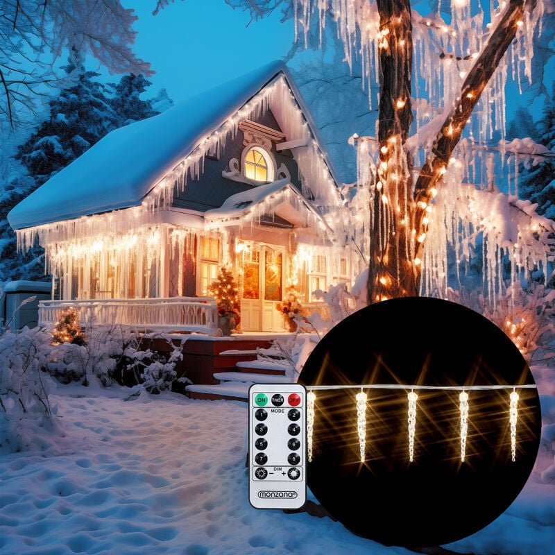 40-80 led Eiszapfenlichterkette Fernbedienung 8 Leuchtmodi Timer IP44 Innen Außen Weihnachten Lichterkette Eiszapfen 11,...