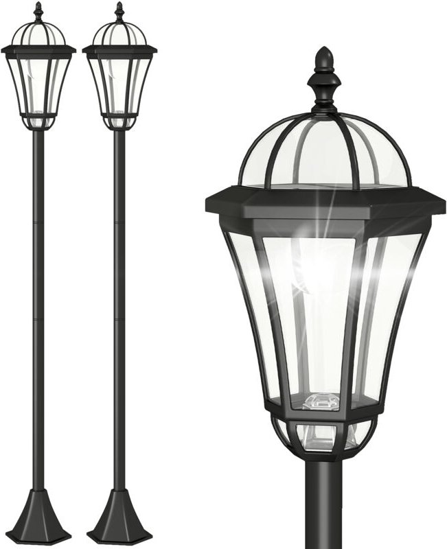 Thumbnail - Solar Gartenlaterne 2er Set, Wetterfeste Wegleuchte 129 cm hoch, mit led, 6 Std. Beleuchtung, IP44, Solarlampe für Außen...
