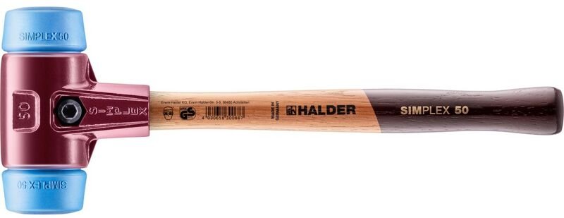 Simplex Schonhammer ø 50 mm TPE-soft blau mit Tempergussgehäuse - Halder