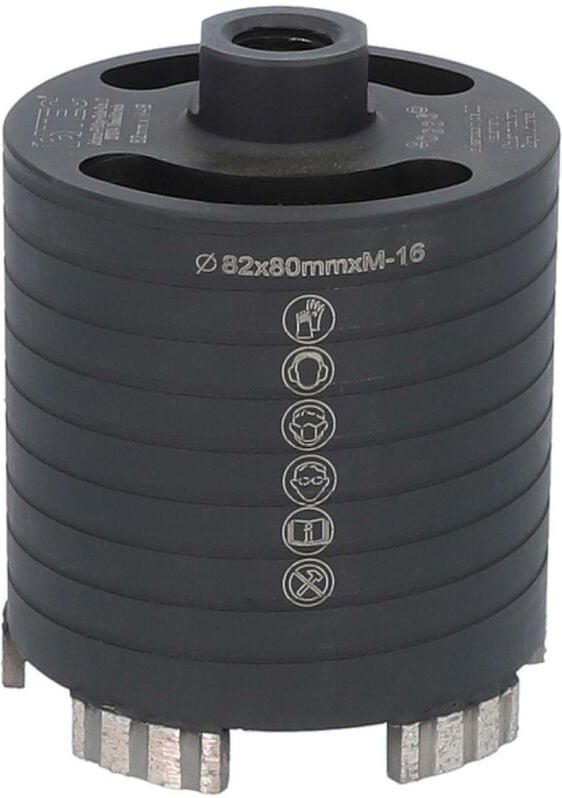 Diamant Dosensenker, Dosenbohrer mit M16-Aufnahme Nutzlänge 80 mm 82 mm, 5 Segmente mit radialen Absaugöffnungen