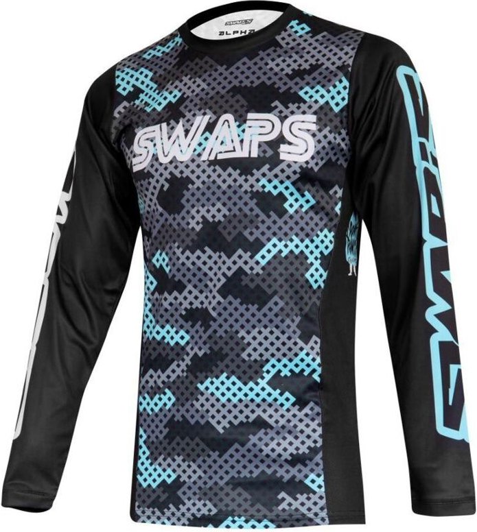 t-shirt maillot swaps camo kid blau für motorrad cross enduro
