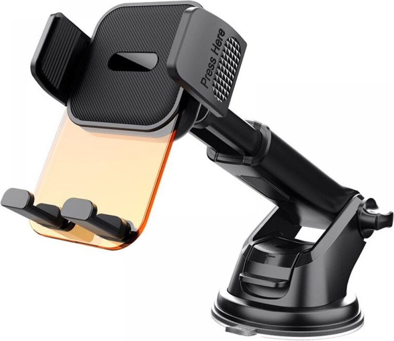 Einteiliger transparenter orangefarbener Autotelefonhalter, Saugnapf-Armaturenbrett-Autotelefonhalter, 360°-Drehung, Ein...