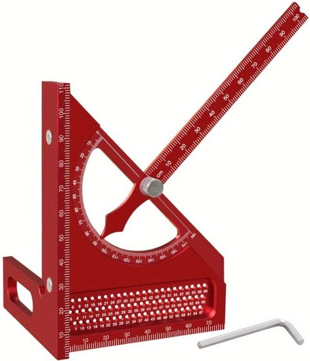 Righello triangolare semicircolare in lega di alluminio per la lavorazione del legno, righello di marcatura 3D regolabil...