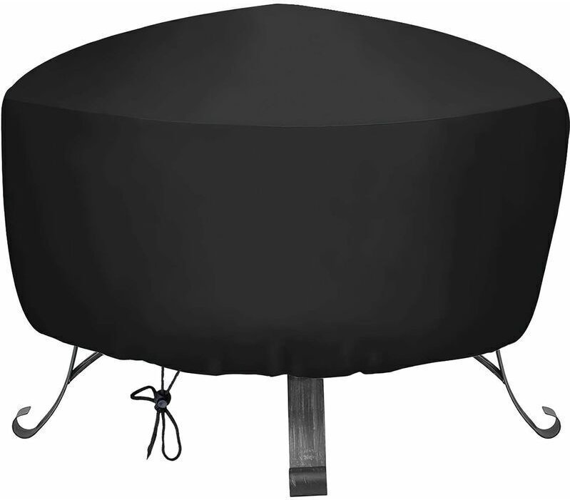 1 Feuerschalenabdeckung, wasserdicht mit Kordelzug, runde Feuerschalenabdeckung aus Oxford-Gewebe, UV- und reißfest für ...