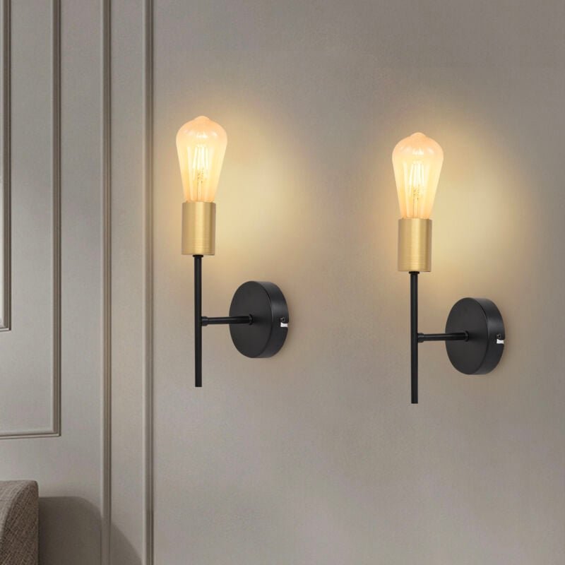Wandleuchte Innen Wandlampe Vintage - E27 Industrial 1 Flammig Wandbeleuchtung Schwarz Flurlampe Retro Metall Wand Lampe...
