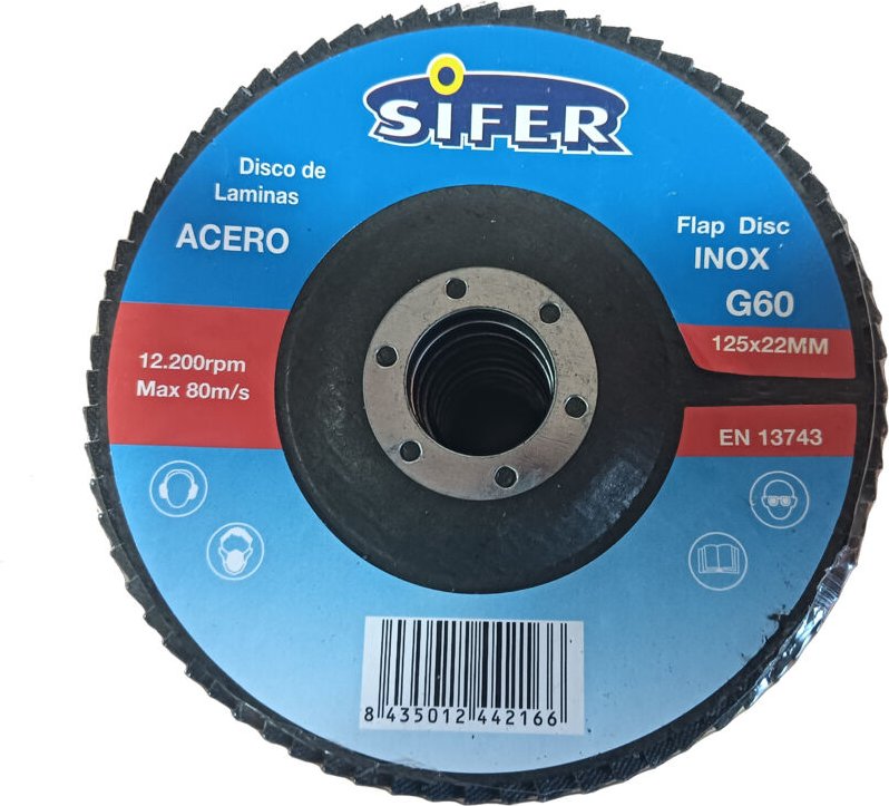 Sifer Edelstahl-Schleifscheibe, 125x22 mm, Körnung 60