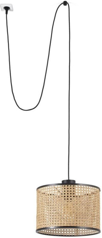 Mambo Hängelampe schwarz/rattan ø320 mit Stecker 68604-48