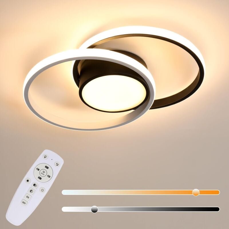 Thumbnail - Goeco - Schwarze runde dimmbare LED-Deckenleuchte, 40 w Wohnzimmer-Deckenleuchte 4500 lm mit einstellbarer Fernbedienung...
