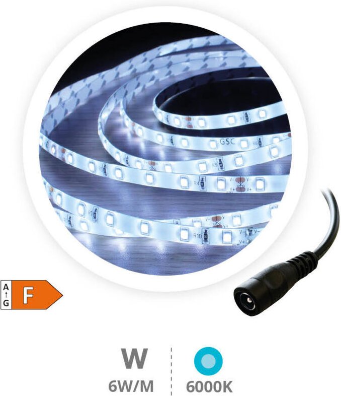 Rolle 5M led-streifen (6W) 6000K-6500K IP44 24V
