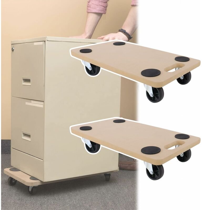 Rollbrett 2X Transportroller Brett 58 x 29 cm Möbeltransportrollen mit Anti-Rutsch Matte bis 200KG Möbelroller Transport...
