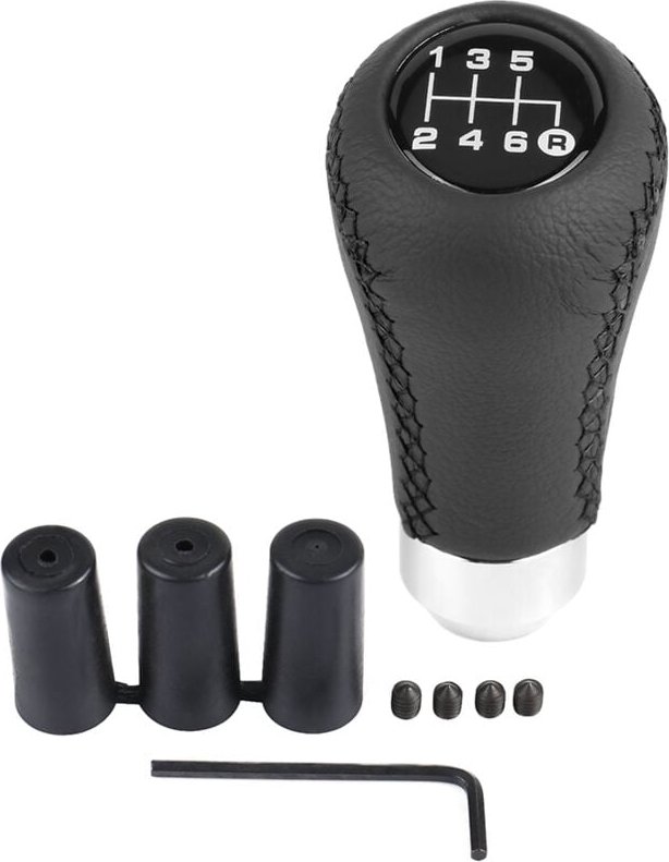 Zoternen - Universeller 6-Gang-Schaltknauf für Autos und Fahrzeuge, PU-Schalthebel mit 3 Schläuchen, Schwarz