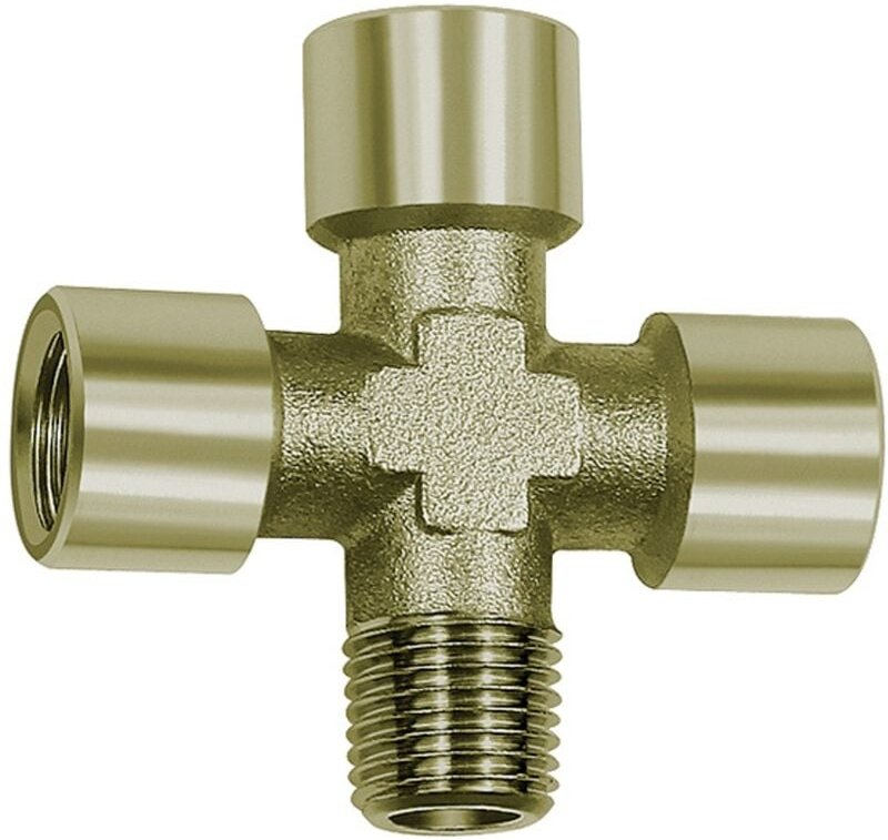 Kreuzstück, 3 x innen, 1 x außen, g/r 1/2, sw 21, Messing vern. - Riegler