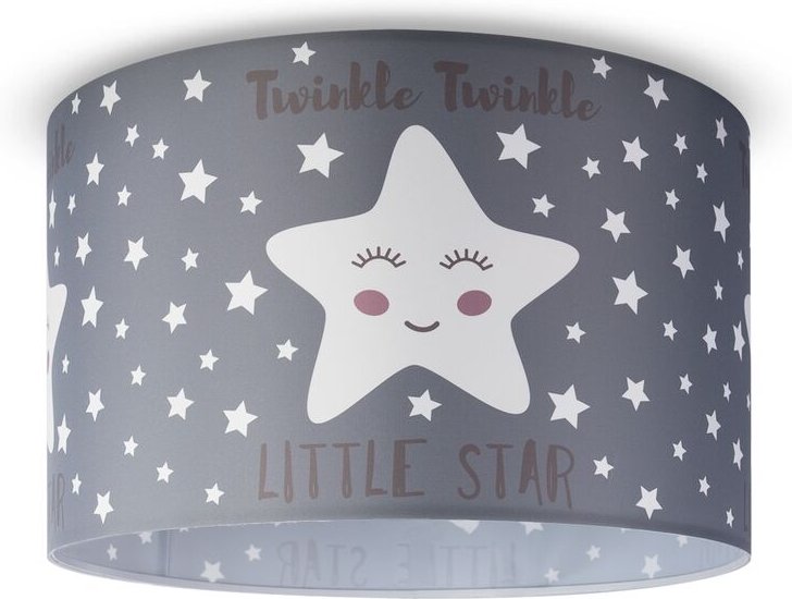 Paco Home - Deckenlampe Kinderzimmer Pendelleuchte Baby Lampenschirm Stoff Rund Sterne Design 3 (Ø45,5 cm), Deckenleucht...