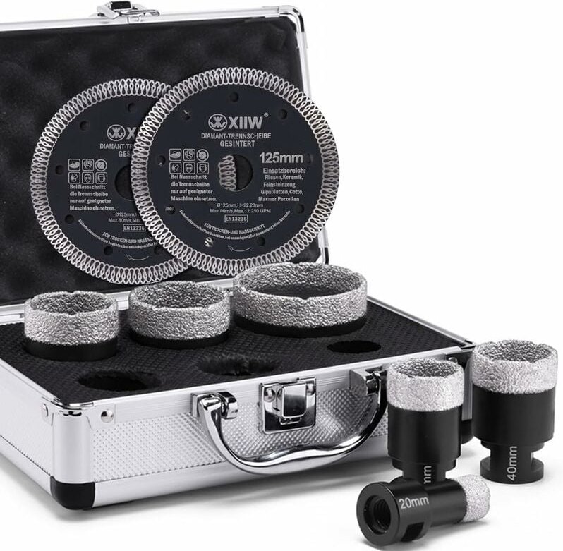 Diamant Fliesenbohrer Set 20/35/38/40/50/68mm x M14 Diamantbohrer Lochsägen Bohrkrone Fliesenbohrkronen zum Bohren von h...