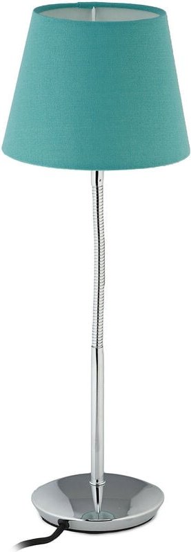 Tischlampe flexibel, mit Stoffschirm, verchromter Fuß, E14 Fassung, Nachttischlampe, HxD: 47 x 17 cm, türkis - Relaxdays
