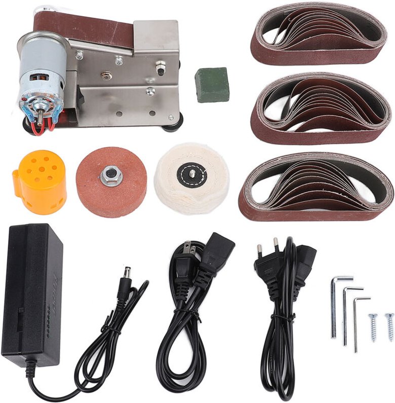 Mini-Elektrobandschleifer, verstellbare Schleifmaschine, Kantenschneider, Mini-Tischbandschleifer-Set, 7-Gang-Multifunkt...