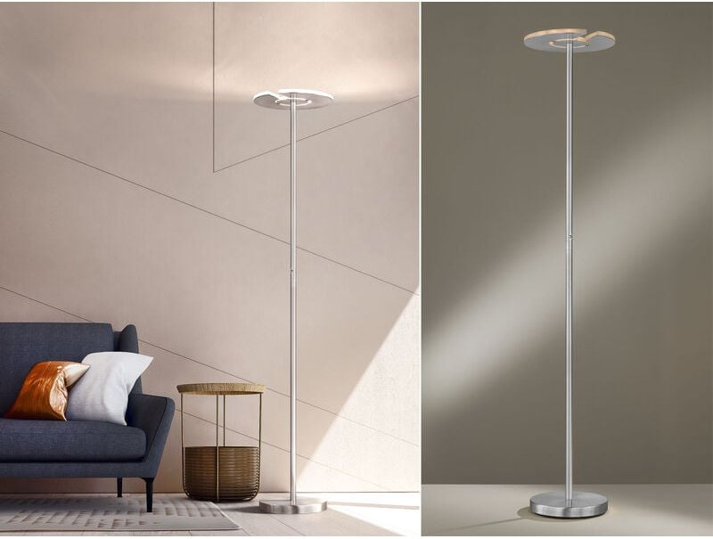 LED Deckenfluter DENT Silber dimmbar, Höhe 180cm