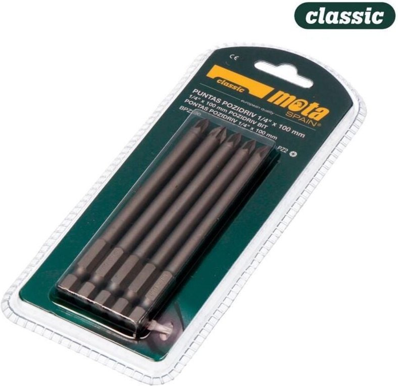 Packung mit 5 Bits PZ2 x 90 mm 1/4 Zoll Stahl bpz290 MOTA