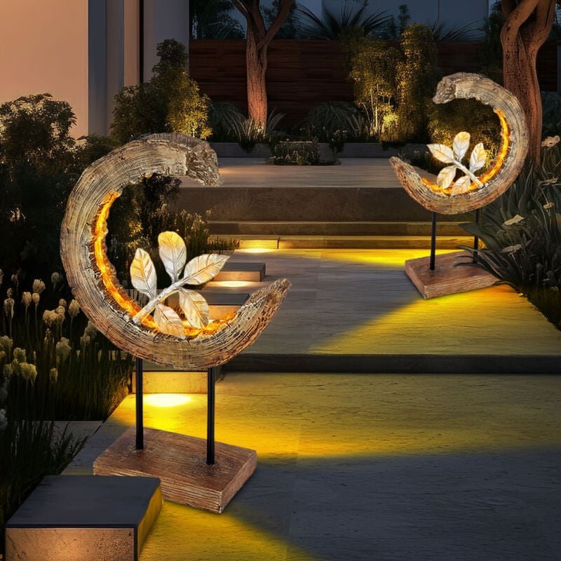 Thumbnail - Solarleuchte Garten Holzoptik Gartendeko Solar Solarlampe Mond für Außen, Zweig silber, led 3000K warmweiß, LxH 24x52 cm...