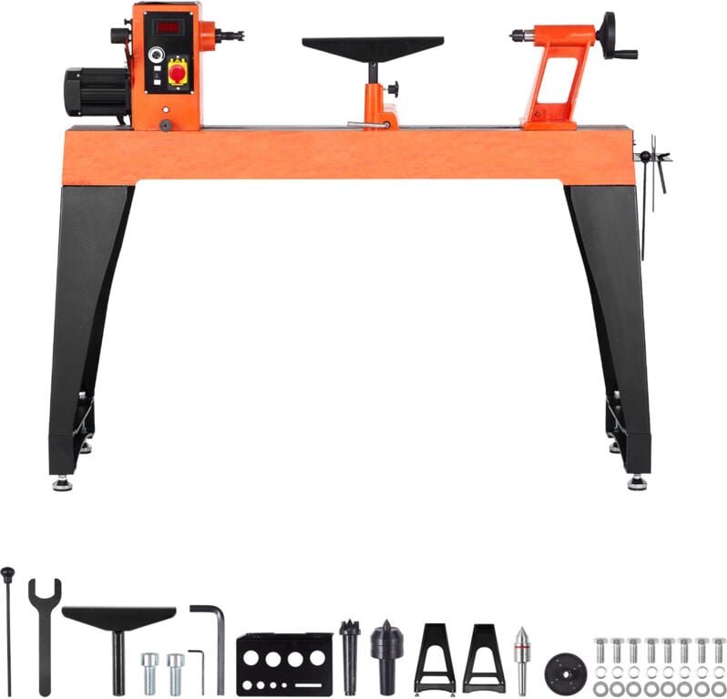 Mophorn Drechselbank mit 2 PS, variable Drehzahl von 0 bis 3200 U/min, Werkbank 457x1020 mm, Drehmaschine für mittlere b...