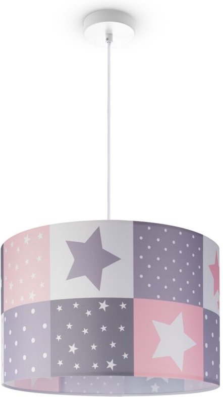 Deckenlampe Kinder Pendelleuchte Kinderzimmer Stoffschirm Rund Bunt Baby E27 Pendelleuchte - Weiß, Pink (Ø45,5cm) - Paco...