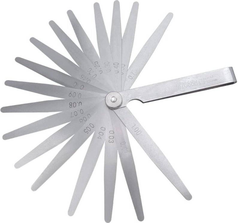 Sollbry - Metrische Fühlerlehre mit 17 Klingen, Edelstahl-Messlehre mit verstellbarer Mutter, Messwerkzeug für Motorvent...