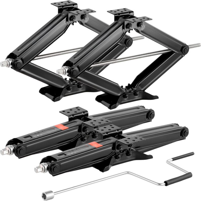 Mophorn RV Scherenwagenheber mit Kurbelgriff, Sockel und Wasserwaage (4 Stück) – Stabilisator für Nivellierung, Hubhöhe ...