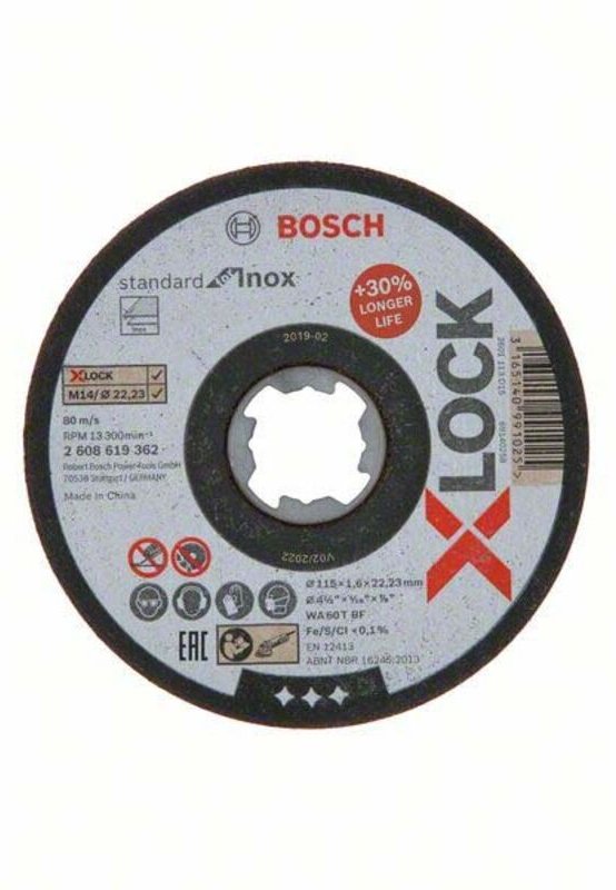 Bosch - 1 x-lock-Trennscheibe für Edelstahl Standard für flache Nabe 115x1,6mm 2608619362